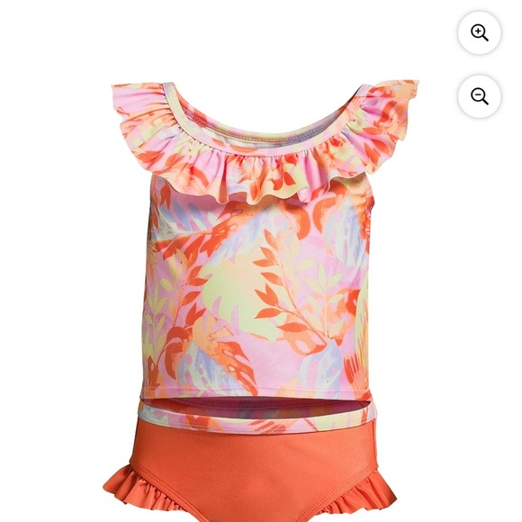 Wonder Nation Toddler Girl Ruffle Tankini Swimsuit Tropical 2 piece– Size 5T - Picture 12 of 12